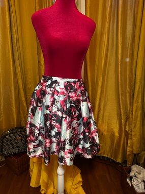 Floral Circle Skirt in Pink and Black